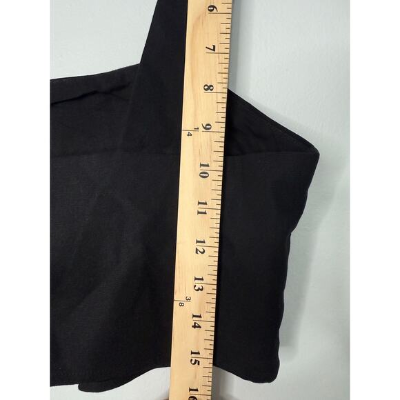 kourt Taylar Cropped Linen Blend Minimalist Casual Stylish Black Top 8 - Picture 6 of 8